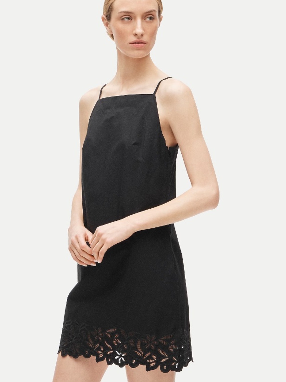 J crew High-squareneck mini dress in cotton poplin